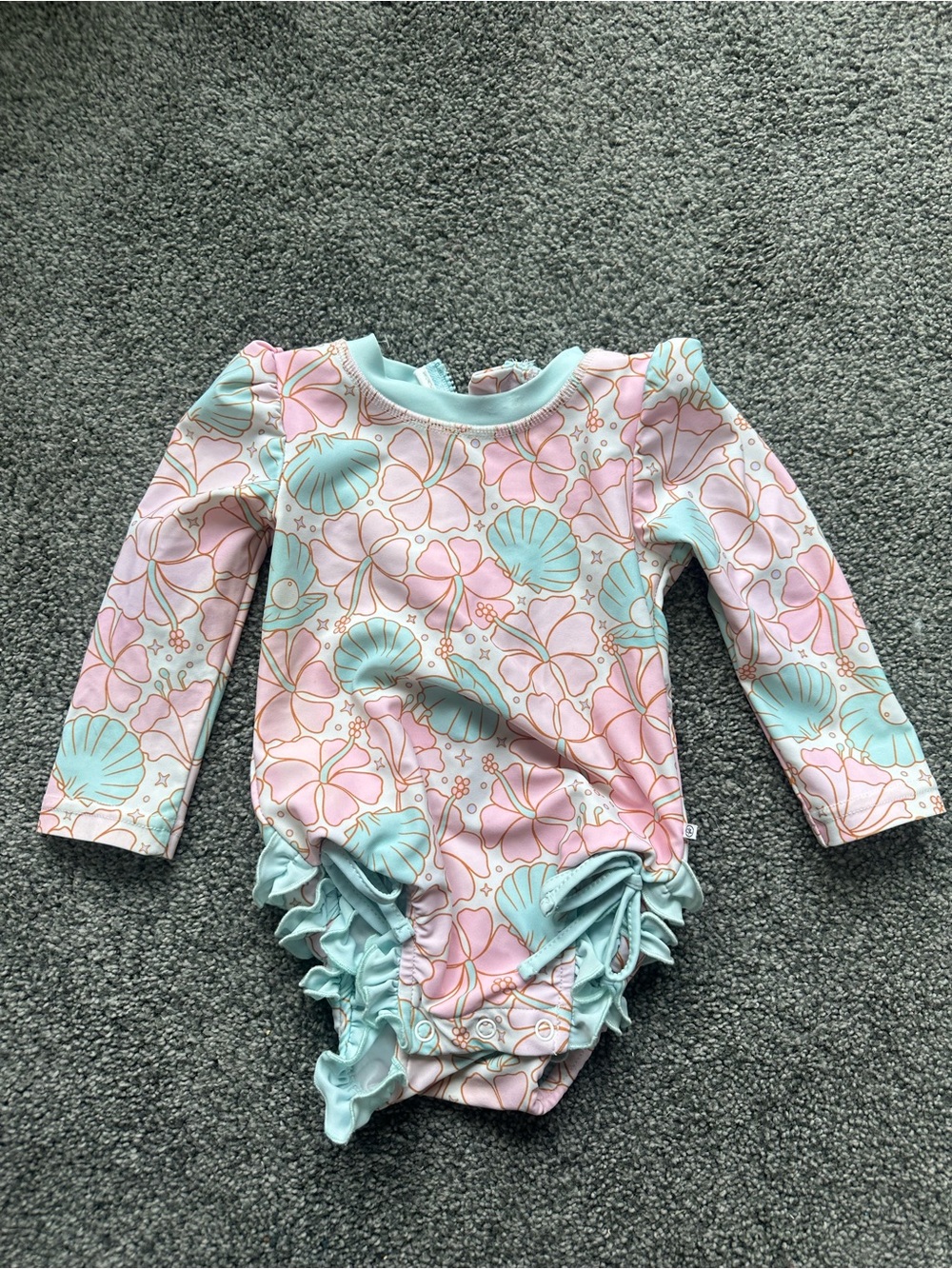Infant Rash Guard Swimsuit - Pink & Light Blue Floral